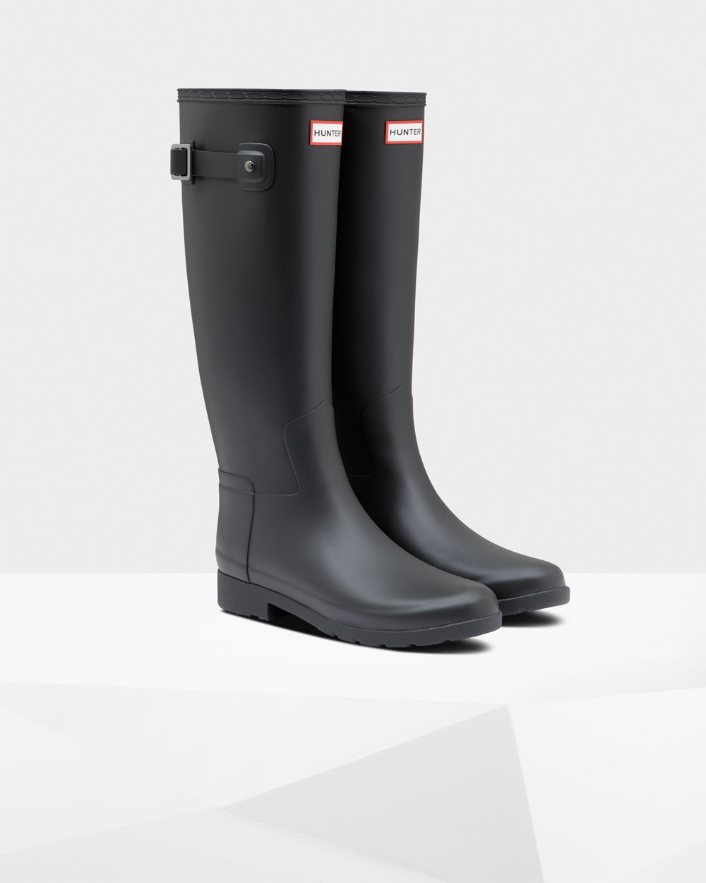 Women Hunter Refined Slim Fit | Tall Rain Boots Black | NZ-10672-RKWN